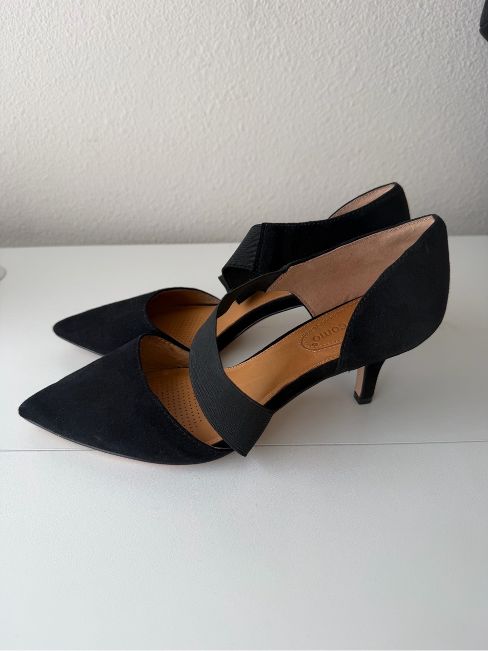 Denice Pump CC Corso Como Black Leather Point Toe Ankle Strap Heels Size 6.5 - Picture 6 of 10